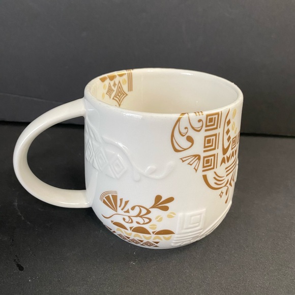 Starbucks Bone China Rare Collectible Raised White & Gold 2012 - Picture 1 of 6